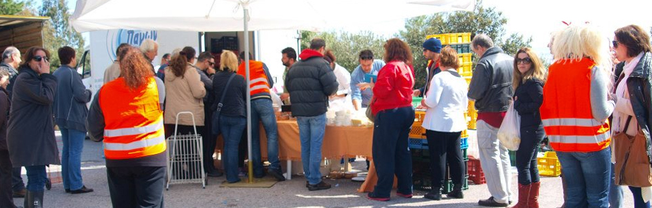 Food market by "Cut out the middlemen", Petroupoli, Greece